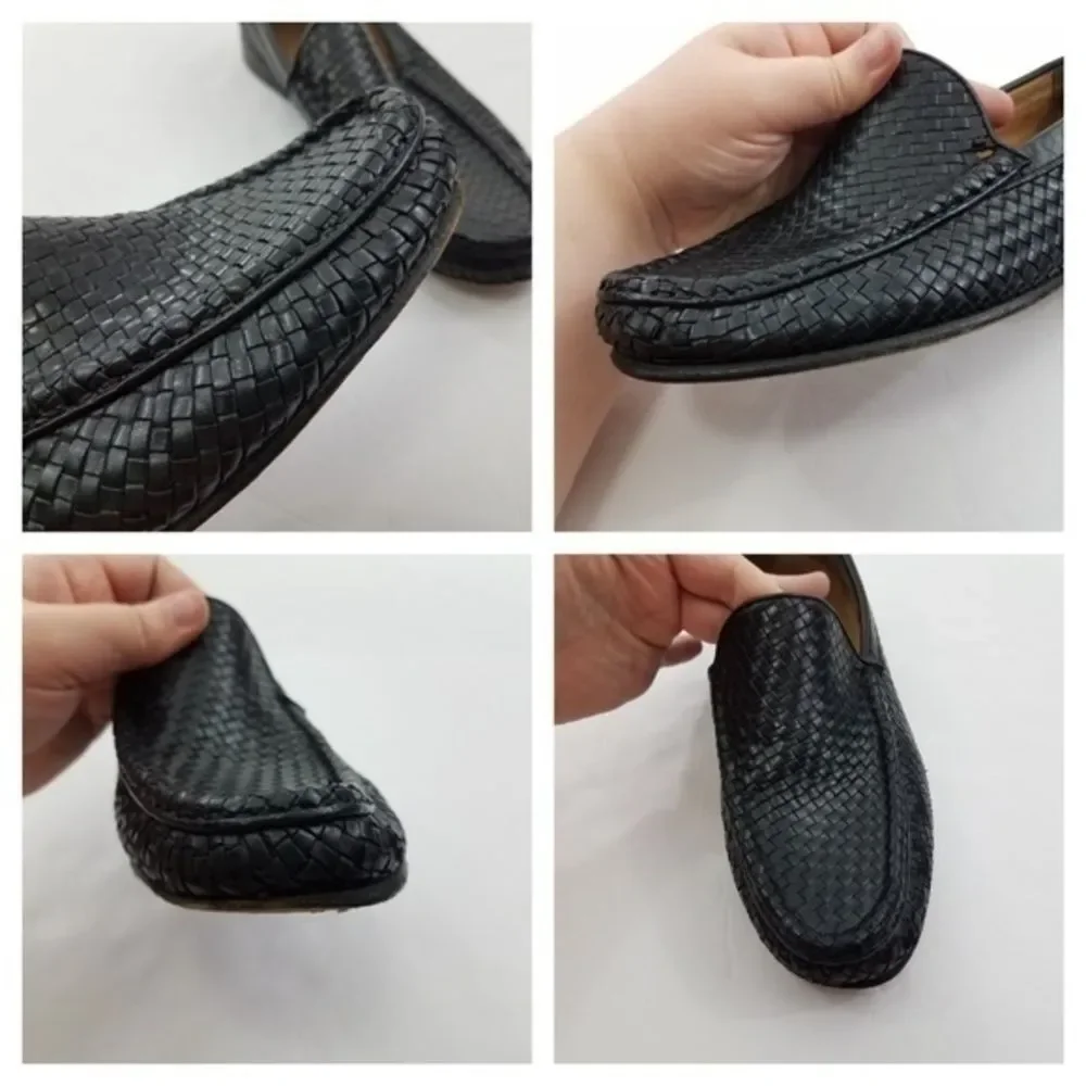 Allen Edmonds Roma Size 11 B Black Weave Mens Slip on Loafers Italy Dress